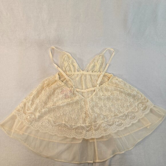 VICTORIA'S SECRET Y2K Fairy Lacy Sheer Ivory Babydoll Top Size M Never Worn! - Picture 6 of 16